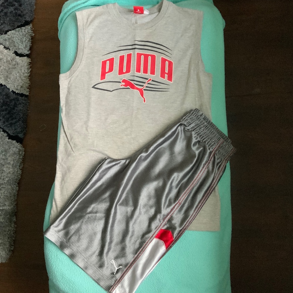 Boys Puma basketball set, tank & shorts, size medium
